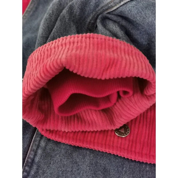 Almost Heaven Denim Coat Jacket Womans Sz L Farm Corduroy Quilted Lining Vintage - Picture 9 of 11